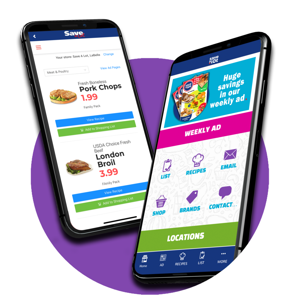 Picture of two mobile phones showing our app